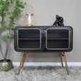 Cabinet - Black Metal - 2 Door - Retro - Large - with Gold Legs