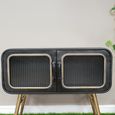 Cabinet - Black Metal - 2 Door - Retro - Small - with Gold Legs