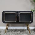 Cabinet - Black Metal - 2 Door - Retro - Small - with Gold Legs