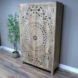 Hall Cabinet - Carved Mango Wood - 2 Door - Tall