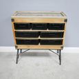 Cabinet - Fir Wood and Metal - Multi Drawer - Retro