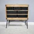 Cabinet - Fir Wood and Metal - Multi Drawer - Retro
