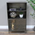 Cabinet - 1 Door - 3 Drawer - Grey Metal