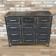 Cabinet - 3 Door - 3 Drawer - Black Metal - Industrial