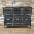Cabinet - 3 Door - 3 Drawer - Black Metal - Industrial