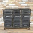 Cabinet - 3 Door - 3 Drawer - Black Metal - Industrial