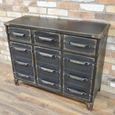 Cabinet - 3 Door - 3 Drawer - Black Metal - Industrial