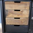 Sliding Door Cabinet - Black Metal and Mango Wood