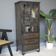 Display Cabinet - 2 Door - Bronze Metal and Glass - Industrial