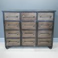 Cabinet - 3 Door - 3 Drawer - Brown Metal - Industrial