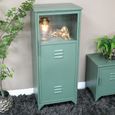 Hall Cabinet - 1 Door - Green Metal - Industrial