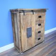 Storage Unit - Rustic Mango Wood - 1 Door - 4 Drawer - Industrial