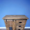 Storage Unit - Rustic Mango Wood - 1 Door - 4 Drawer - Industrial