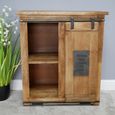 Storage Unit - Rustic Mango Wood - Sliding Door - Industrial - Wood & Metal