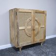 Hall Cabinet - Mango Wood and Rattan - 2 Door