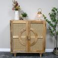 Hall Cabinet - Mango Wood and Rattan - 2 Door