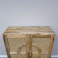Hall Cabinet - Mango Wood and Rattan - 2 Door