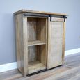 Storage Cabinet - Mango Wood and Rattan - Sliding Door