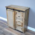 Storage Cabinet - Mango Wood and Rattan - Sliding Door