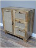 Storage Cabinet - Mango Wood and Rattan - Small