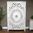 Hall Cabinet - White Washed Carved Mango Wood