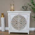 Cabinet - 2 Door - Small - Whitewashed Carved Mango Wood