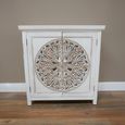 Cabinet - 2 Door - Small - Whitewashed Carved Mango Wood