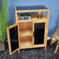 Storage Cabinet - Wood and Black Glass - 2 Door
