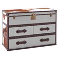 Kensington Townhouse Cabinet - 3 Drawer - Brown and White Leather