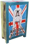 Kufri Hand Painted British Bulldog Narrow 1 Door Cabinet