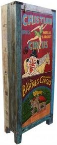 Kufri Hand Painted Vintage Circus Ad 1 Door Cabinet
