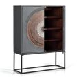 Lytton Hall Cabinet - Grey Carved Mango Wood - 2 Door