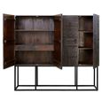 Macedonia Hall Cabinet - Carved Dark Mango Wood - 4 Door