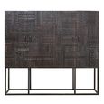 Macedonia Hall Cabinet - Carved Dark Mango Wood - 4 Door