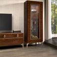 Modern Eva Vitrine - 1 Glass Door - Walnut with Gold Trim