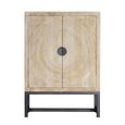 Nadia Hall Cabinet - White Washed - Carved Mango Wood - 2 Door