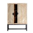 Nadia Hall Cabinet - White Washed - Carved Mango Wood - 2 Door