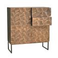 Pinole Hall Cabinet - Copper Geometric - Mango Wood - 2 Door