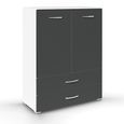 Rauch Aditio 2 Door Cupboard with 2 Bottom Drawer - Alpine White and Metallic Dark Grey