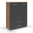 Rauch Aditio 2 Door Cupboard with 2 Bottom Drawer - Artisan Oak and Metallic Dark Grey
