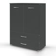 Rauch Aditio 2 Door Cupboard with 2 Bottom Drawer - Metallic Dark Grey