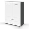 Rauch Aditio 2 Door Cupboard with 2 Bottom Drawer - Metallic Dark Grey and Alpine White