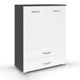Rauch Aditio 2 Door Cupboard with 2 Bottom Drawer - Metallic Dark Grey and Alpine White