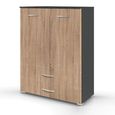 Rauch Aditio 2 Door Cupboard with 2 Bottom Drawer - Metallic Dark Grey and Sonoma Oak