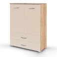 Rauch Aditio 2 Door Cupboard with 2 Bottom Drawer - Sonoma Oak and Champagne