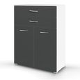 Rauch Aditio 2 Door Cupboard with 2 Top Drawer - Alpine White and Metallic Dark Grey
