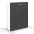 Rauch Aditio 2 Door Cupboard with 2 Top Drawer - Alpine White and Metallic Dark Grey