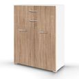 Rauch Aditio 2 Door Cupboard with 2 Top Drawer - Alpine White and Sonoma Oak