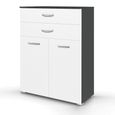 Aditio Cupboard - 2 Door  with 2 Top Drawer - Metallic Dark Grey & Alpine White