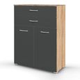 Rauch Aditio 2 Door Cupboard with 2 Top Drawer - Sonoma Oak and Metallic Dark Grey